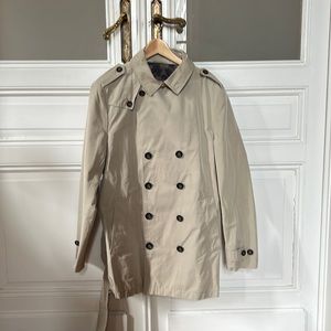 Zara Man Short Water Resistant Trench Raincoat Size L